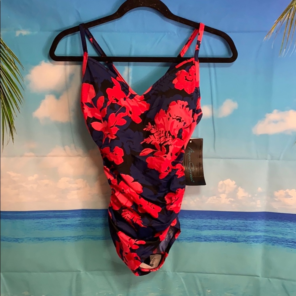 Aqua Green Floral One Piece Medium #BB028